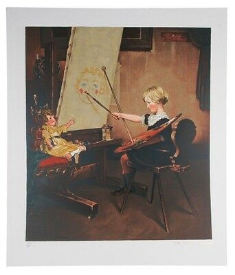 "Artist's Daughter" by Norman Rockwell Lithograph on Arches Paper Ettinger Inc.
