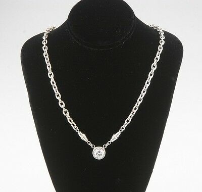 1.00 carat Round Diamond Solitaire 18k White Gold Pendant Necklace 16 inches