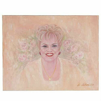 Untitled (Smiling Blonde Woman) By Anthony Sidoni 2004 Signed Oil Painting 14x18