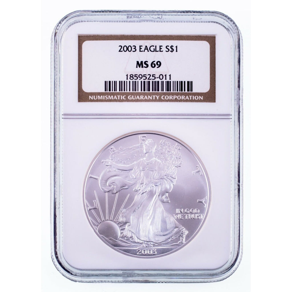 2003 $1 Silver American Eagle Graded by NGC as MS-69