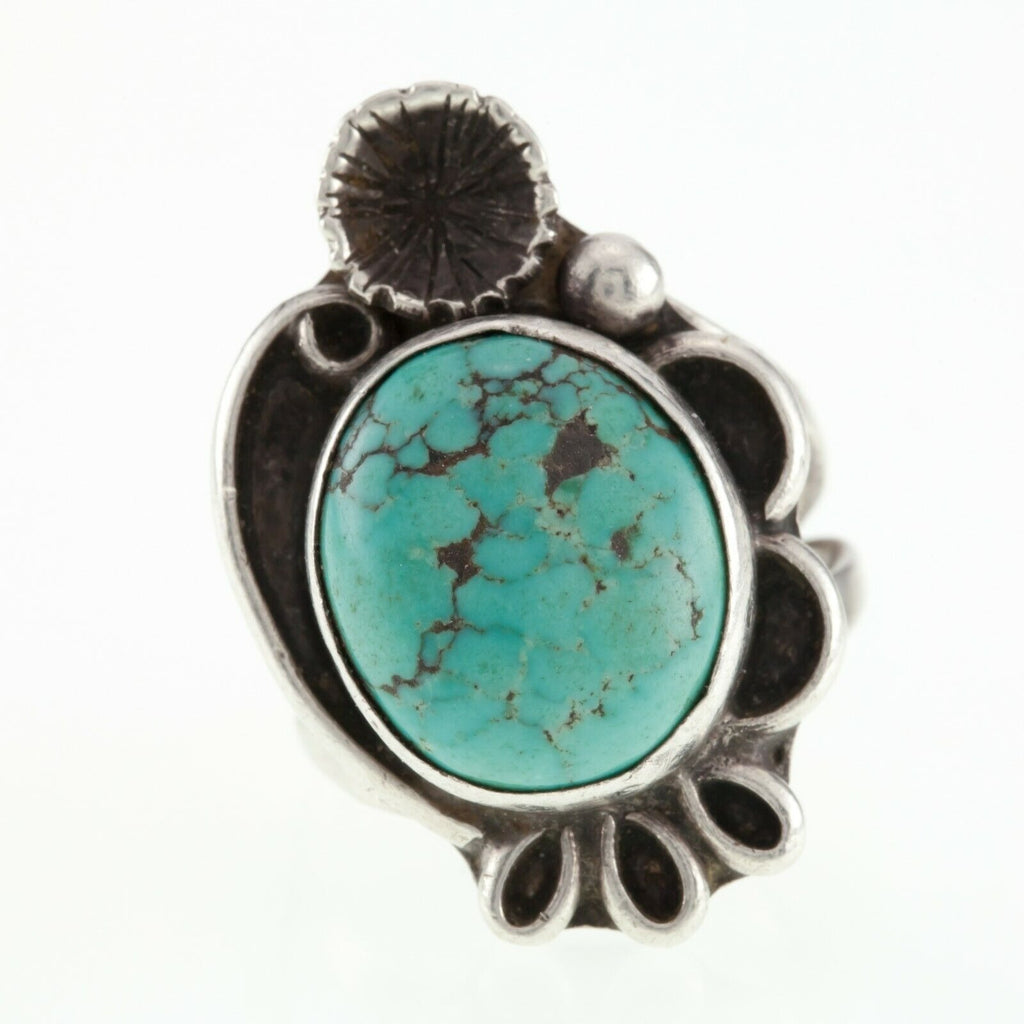 Sterling Silver Navajo Turquoise Ring Size 5.75 Signed RD
