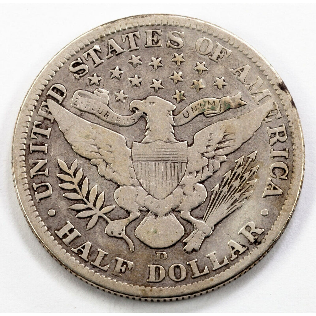 1908-D 50C Barber Half Dollar in Fine Condition, Natural Color