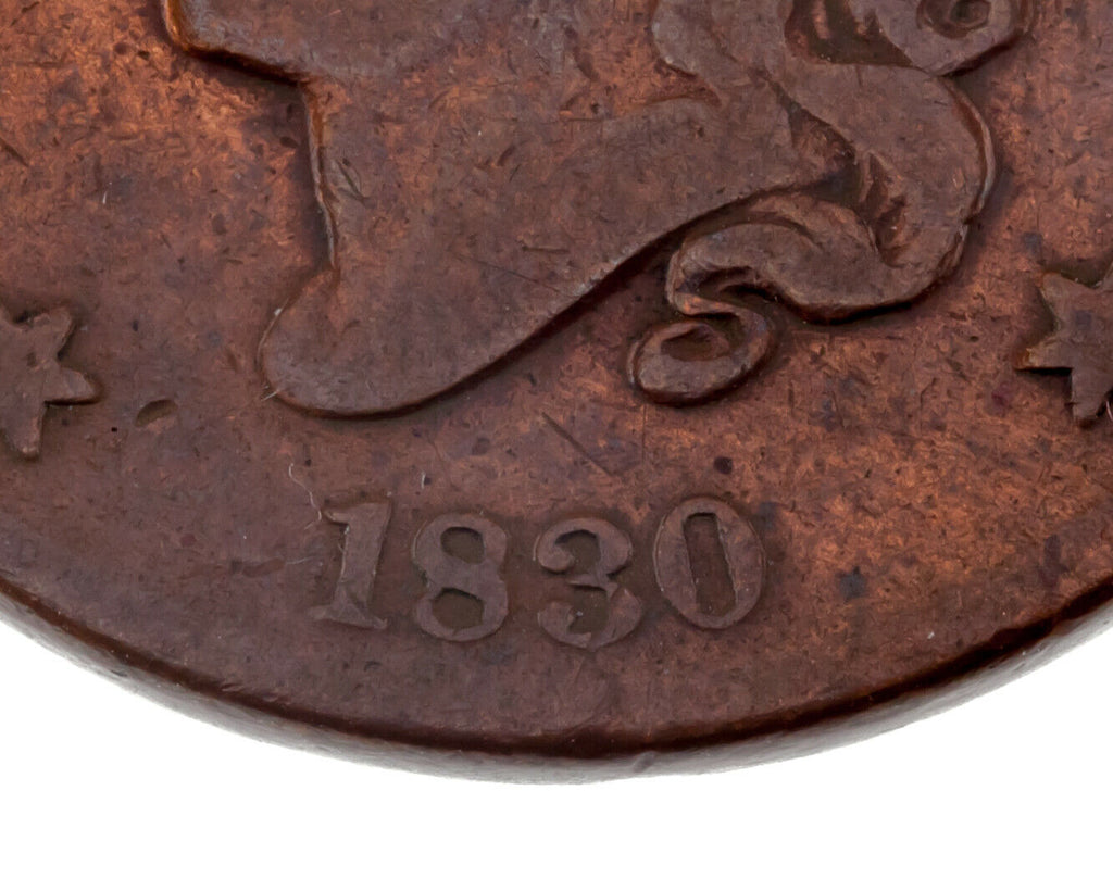 1830 1C Large Cent in VG Condition, Old Cleaning Nicely Retoned!