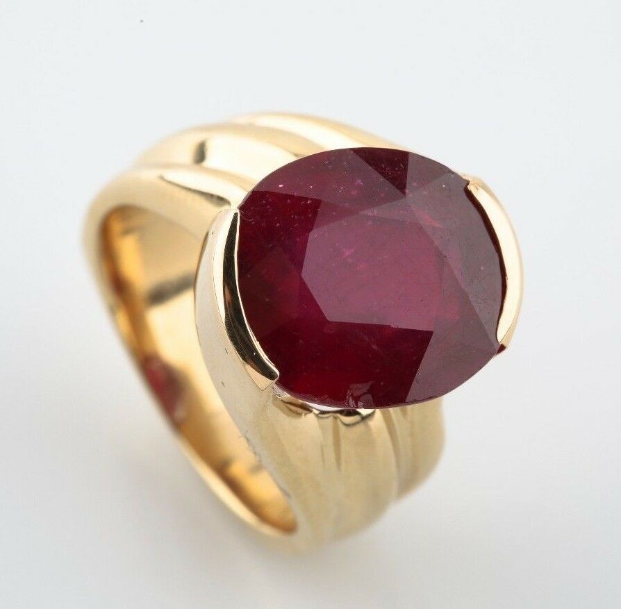 Ruby 9.92 carat Natural Oval Solitaire 14k Yellow Gold Fashion Ring Size 5.5