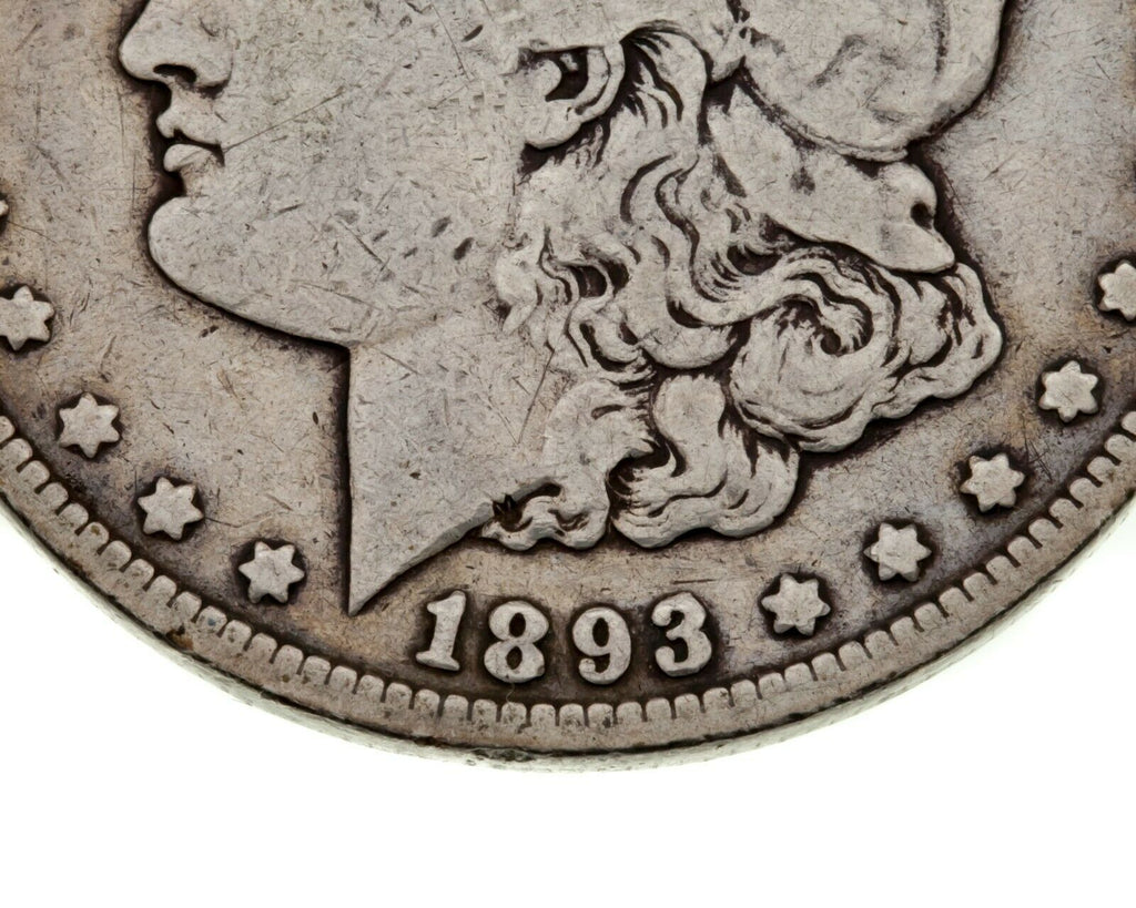 1893-CC $1 Silver Morgan Dollar in Very Good Condition, Full Strong Rims