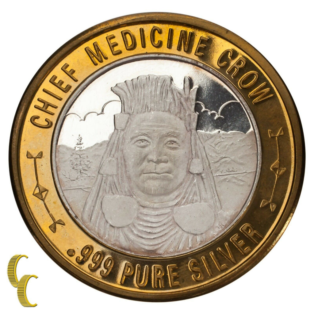 Chief Medicine Crow Native American Casino Gaming Token .999 Silver Limited Ed.