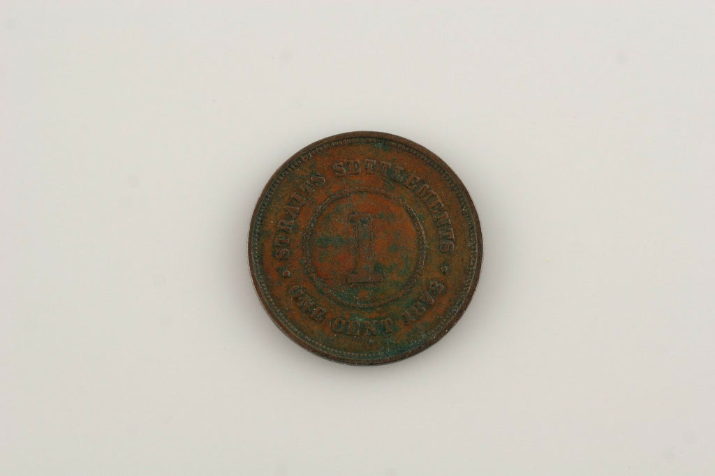 1872-H Straits Settlement 1 Cent Coin (VF+) Very Fine Plus Condition