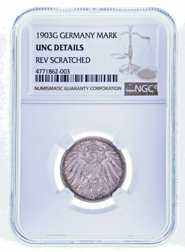 1903 G Germany Mark 1M Silver Coin NGC Graded UNC Details