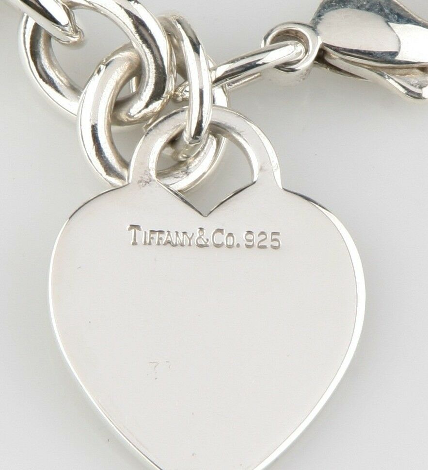 Tiffany & Co. Sterling Silver Blank Heart Tag Charm Bracelet