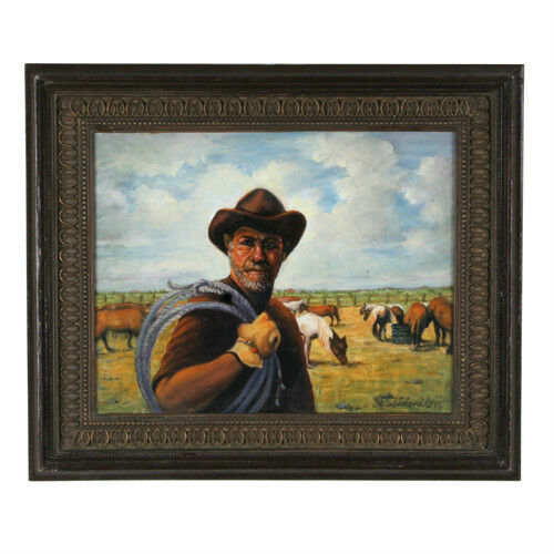 "A Real Cowboy" By Anthony Sidoni 2003 Signed Oil Painting 15 3/4"x18 1/2"