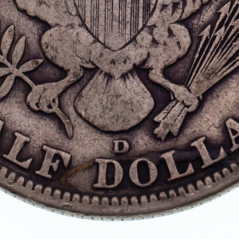 1915-D 50C Barber Half Dollar in Fine Condition, Natural Color, Full LIBERTY