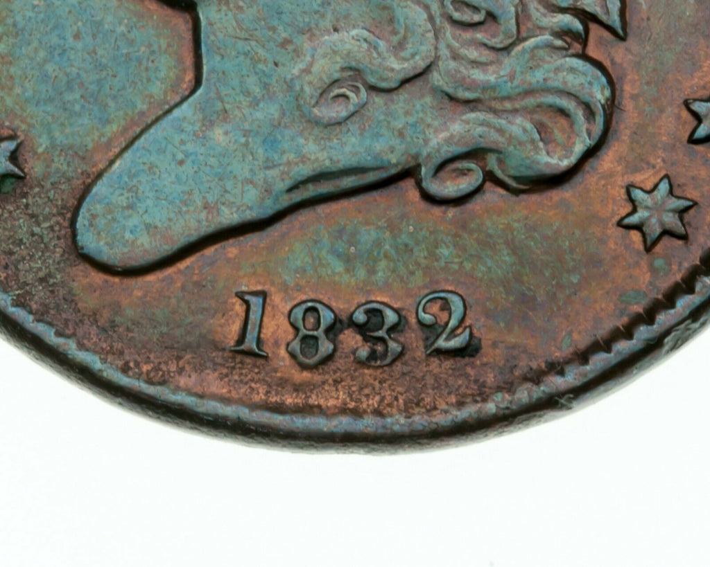 1832 Half Cent in Fine Condition, VF in Wear, Slightly Porous