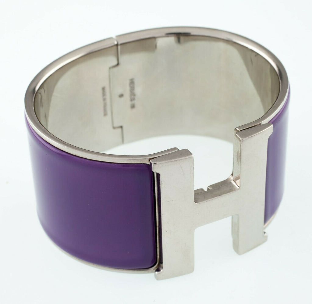 Hermes Clic Clac Purple Extra Wide Bangle Bracelet Nice!