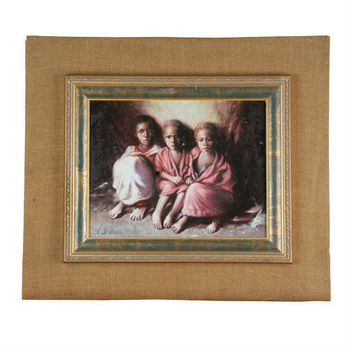Untitled (3 Children w/ Blankets) By Anthony Sidoni 2006 Signed Oil Painting