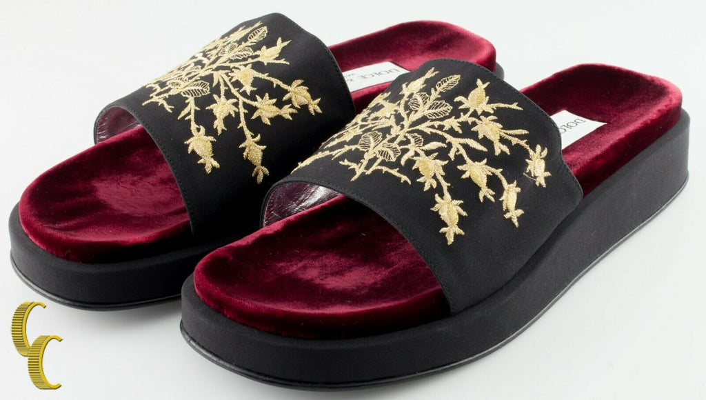 Dolce & Gabbana Velvet Open-Toe Slippers w/ Embroidery Box & Pouch Included 36.5