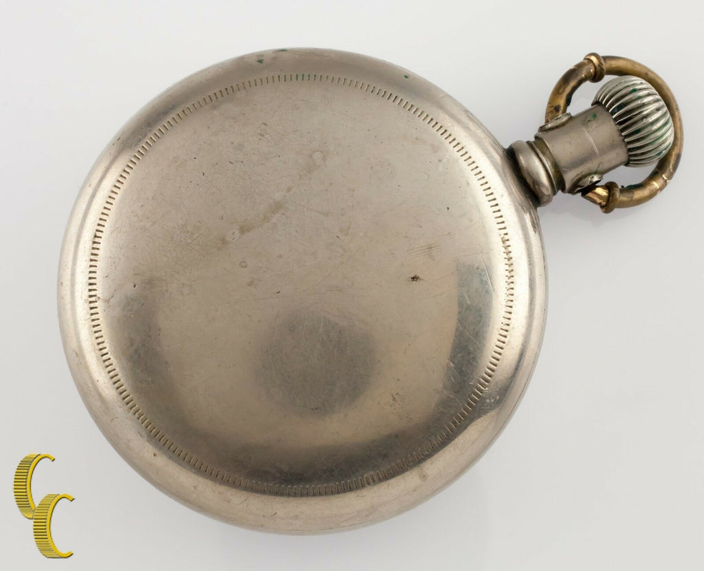 Silverode Antique Elgin Open Face Pocket Watch Gr 6 18S 7-Jewel 1884