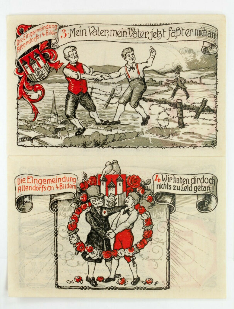 1922 Holzminden Notgeld 4pc "The Incorporation of Altendorf" Series (UNC)