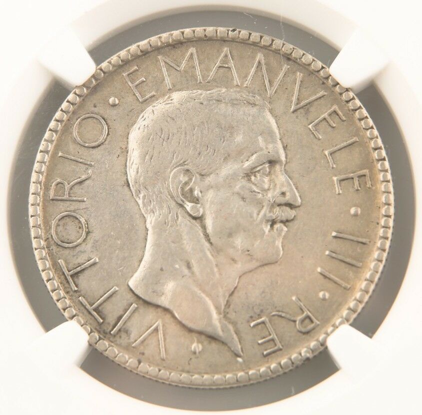 1928-R VI Italy 20 Lire Silver Coin XF-40 NGC Vittorio Emanuele Rome Lira KM#69