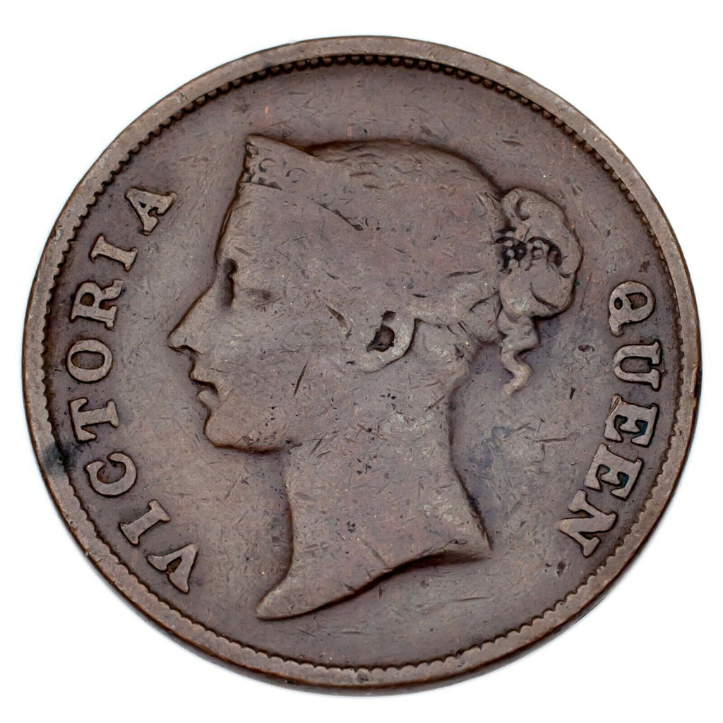 1845-1862 Straits Settlements Cent lot of 2 Coins, KM# 3 & KM# 6