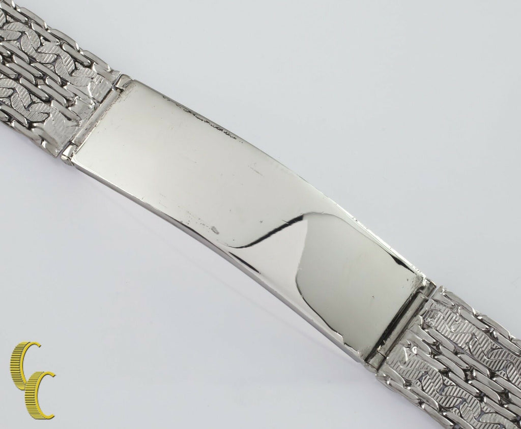 Sterling Silver Ornate Mesh ID Bracelet 51.6 Grams Unengraved 7.75"
