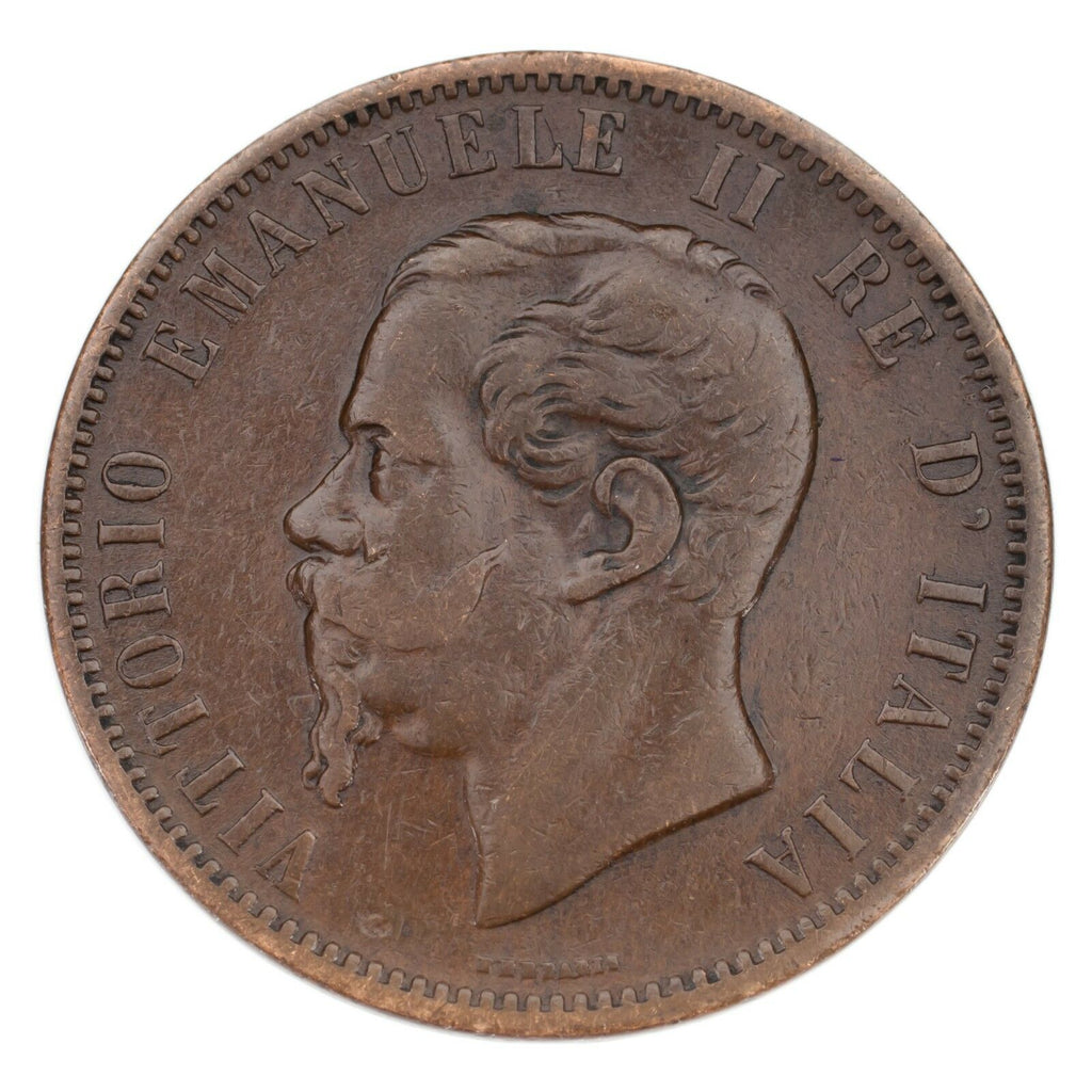 1866-M Italy 10 Centesimi in XF Condition KM #11.1
