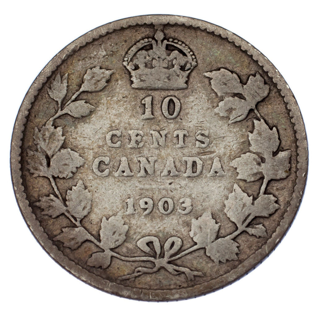 Canada 1903 10 Cents Silver Coin in VG+ Condition KM #10