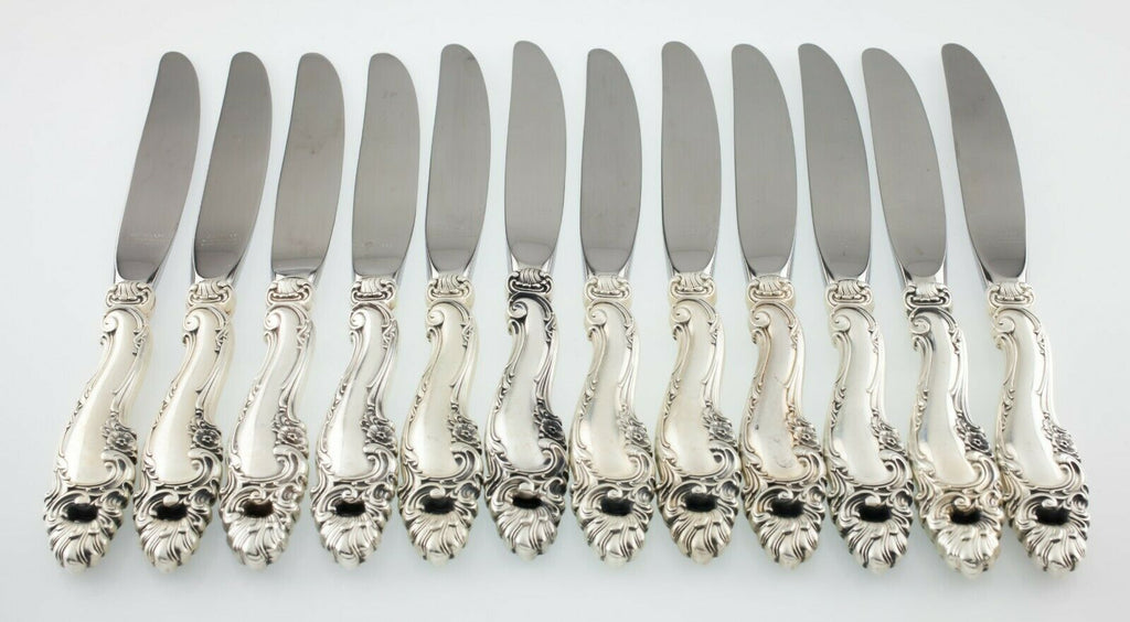 Gorham Sterling Silver Flatware Set in Decor Pattern 48 Pieces