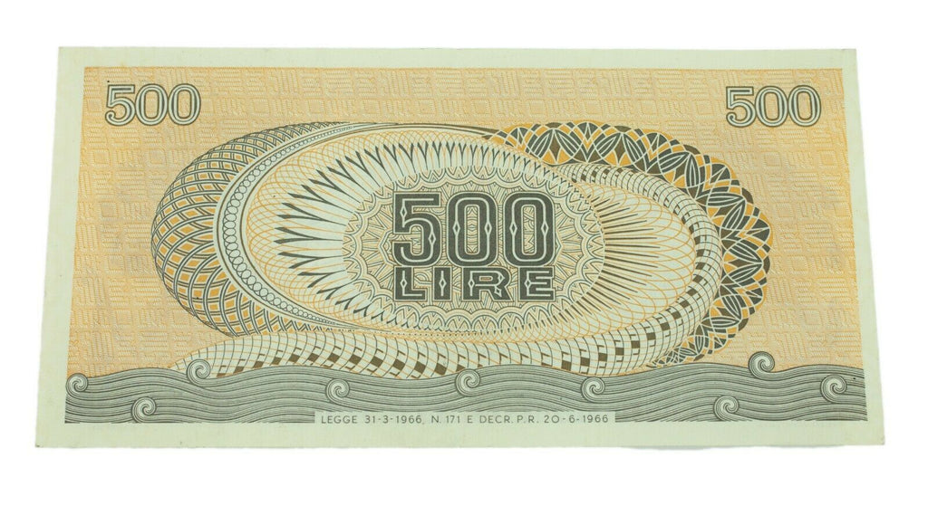 1966 Italy 500 Lire Note (XF, Extra Fine) P# 93a