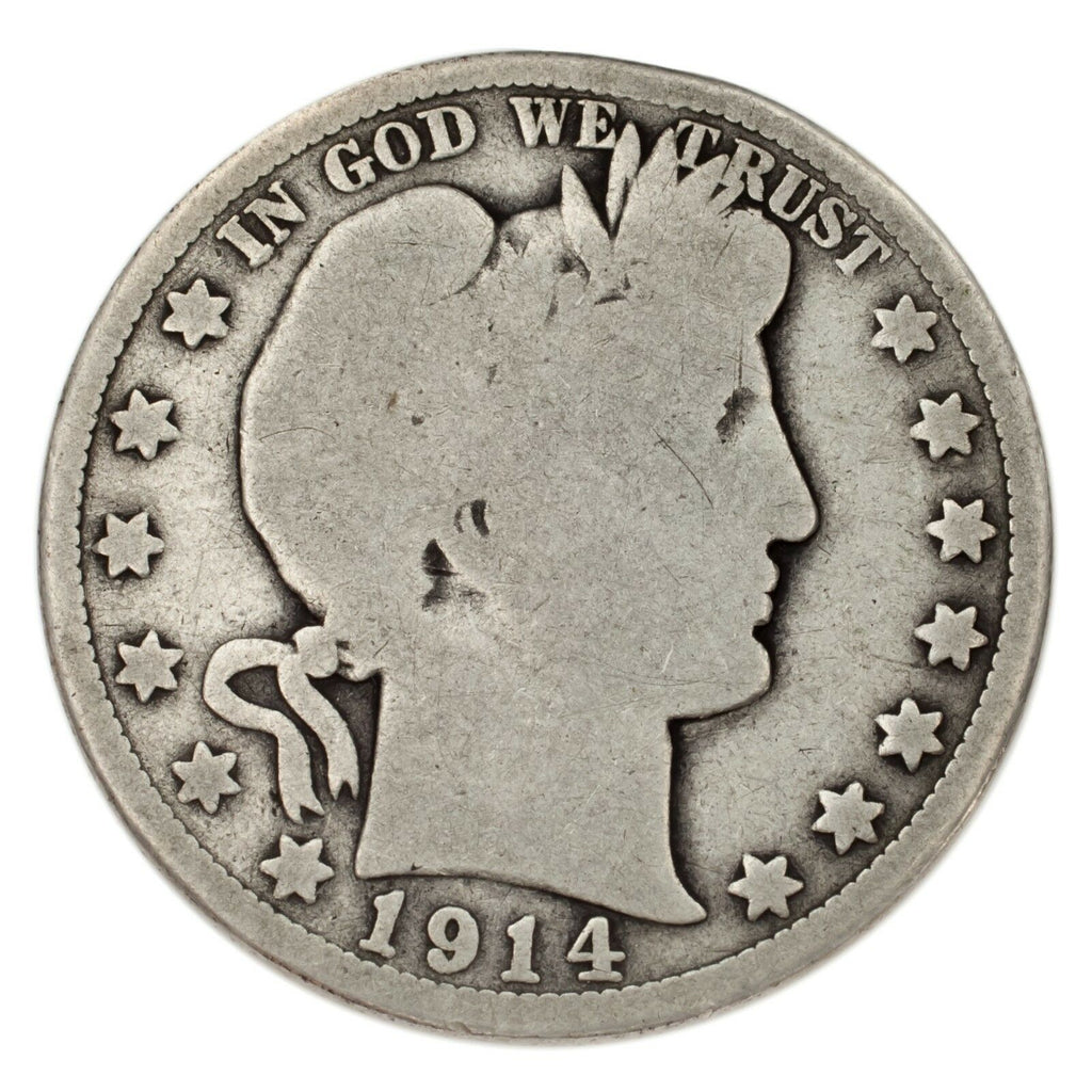 1914 Silver Barber Half Dollar 50C (Good, G Condition) Natural Color
