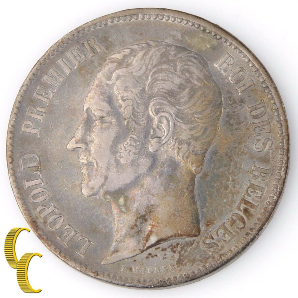 1849 Belgium 5 Franc, 5 Frank (Extra Fine, XF) King Leopold Silver KM#17