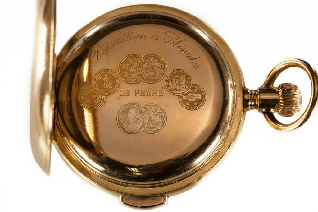Le Phare 18k Yellow Gold Minute Repeater Open Face Pocket Watch
