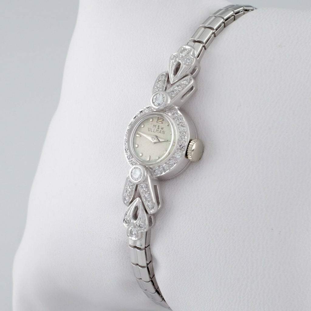 M&W Ullman Platinum Hand-Winding Women's Dress Watch w/ Diamonds