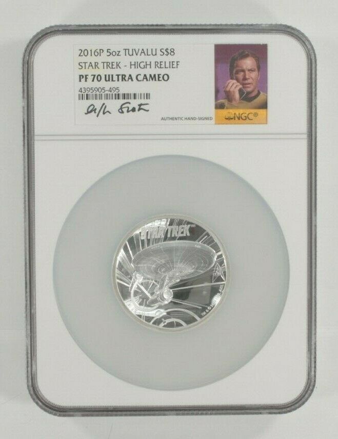 2016-P Tuvalu Star Trek 5 Oz. Silver High Relief Graded by NGC PF70 Ultra Cameo
