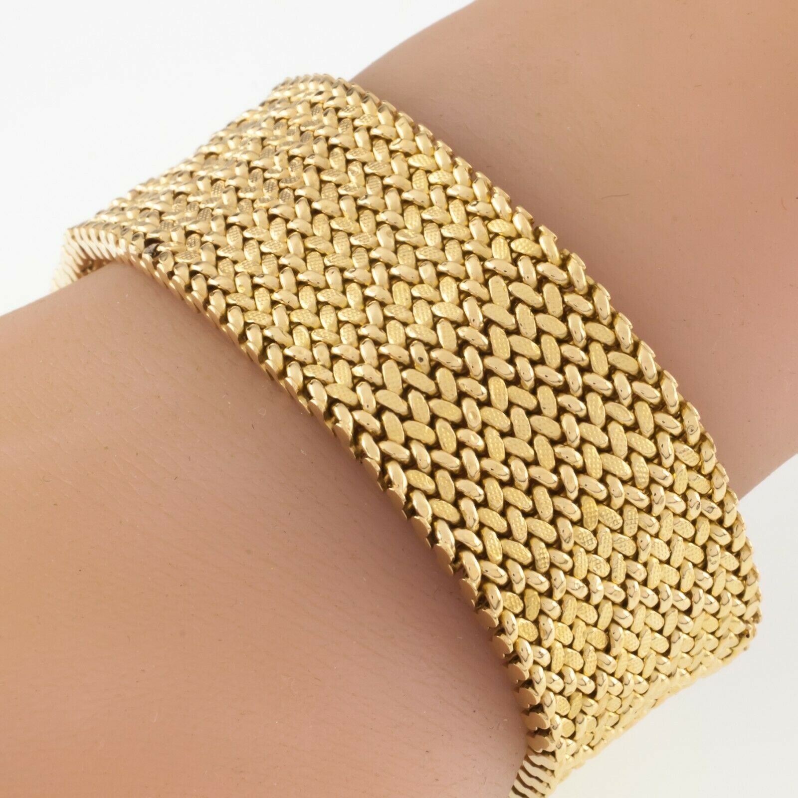 18k Gold 'LV' Volt Mesh Bracelet, Authentic & Vintage