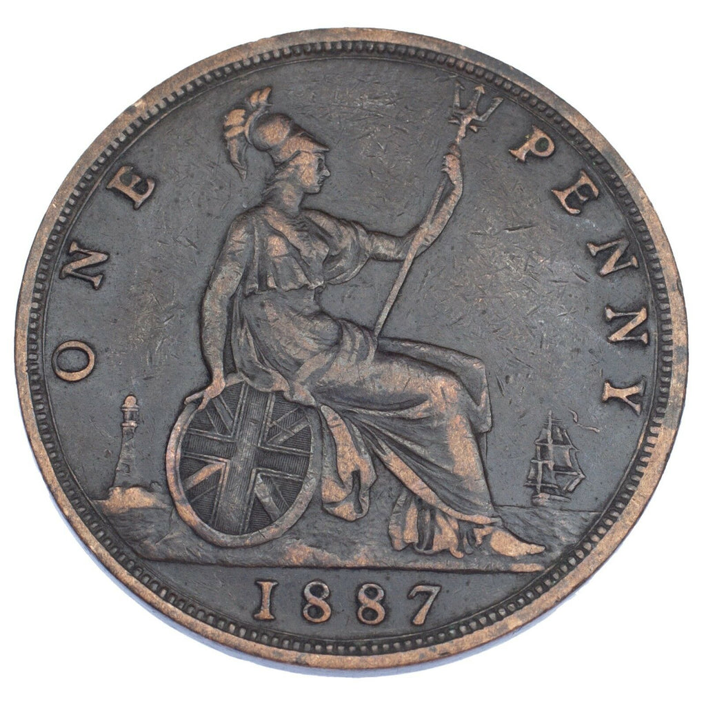 1887 Great Britain Penny  (VF+) Very Fine Plus Condition KM# 755