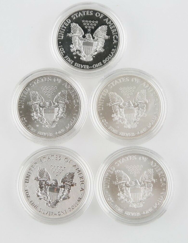 2011 American Eagle 25th Anniversary Silver Coin Set Includes 2 Proofs, 3 BUs!