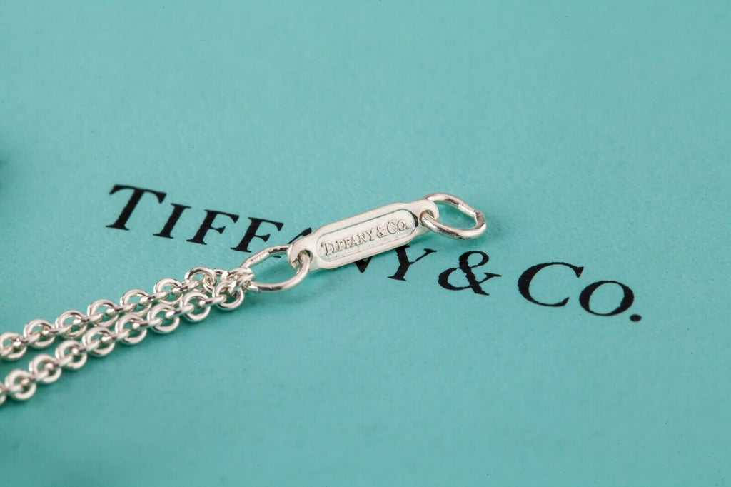 Tiffany & Co. Sterling Silver Infinity Pendant w/ Double Chain Box + Pouch