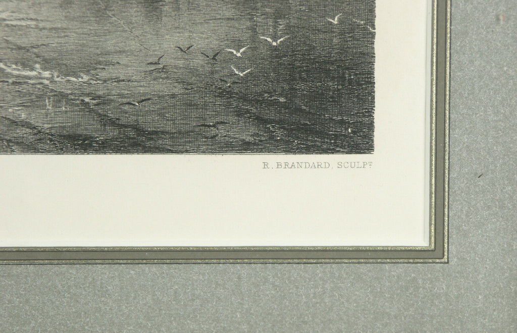 "Whalers" After JMW Turner Engraving by R. Brandard Framed 14 1/2"x17"