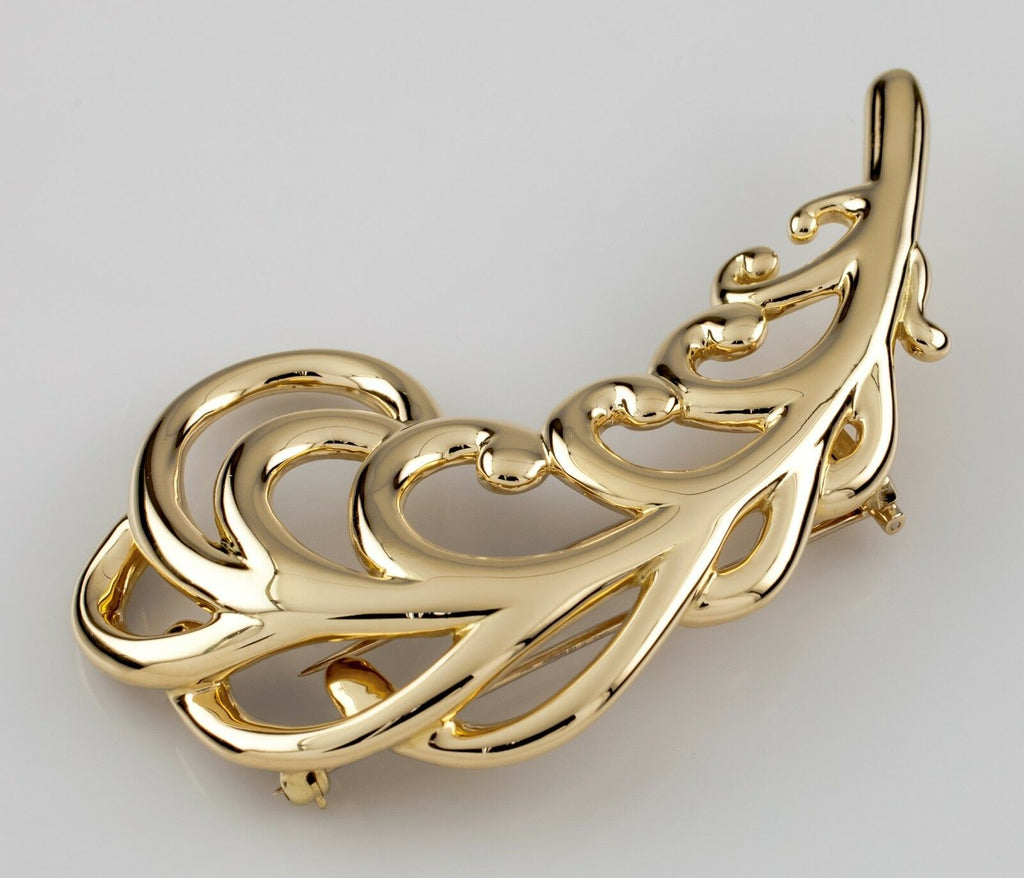 Tiffany & Co. 1980 18k Yellow Gold Paloma Picasso Large Plume Brooch