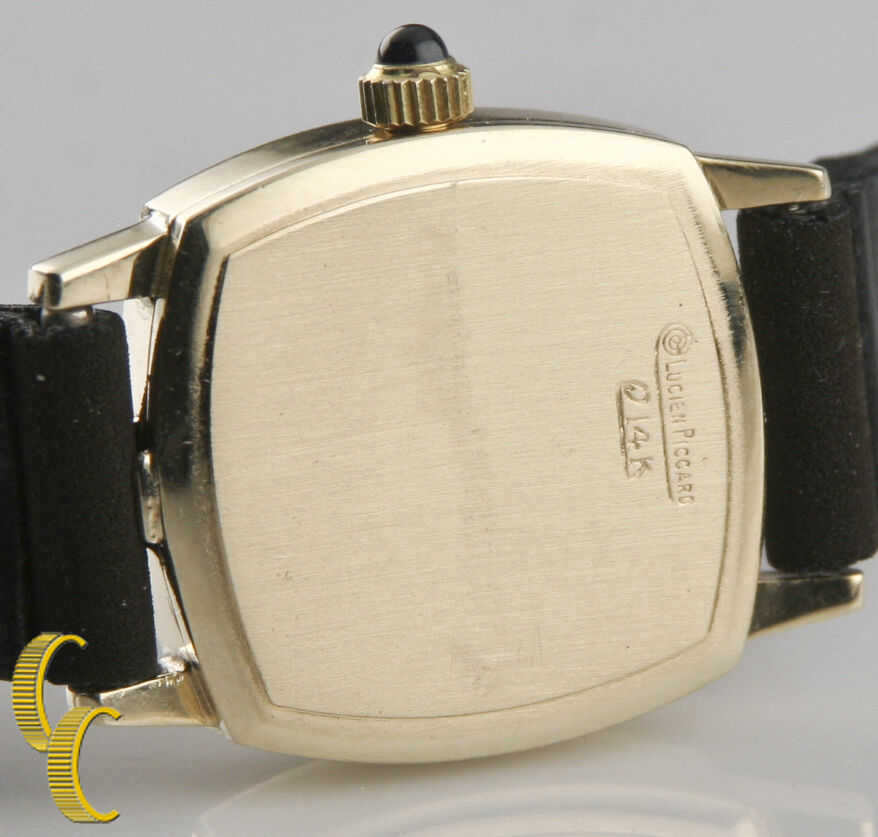 14k Yellow Gold Lucien Piccard Women's Hand-Winding Watch w/ Leather Band