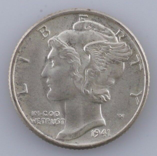 1941 10C Mercury Dime, Gem BU Condition, Full Split Bands, Terrific Eye Appeal!