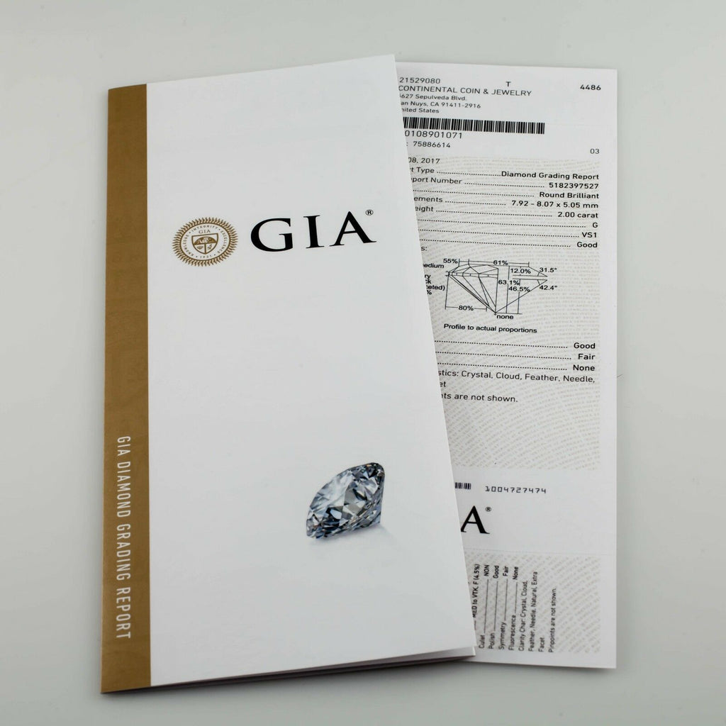 2.00 Carat Loose G / VS1 Round Brilliant Cut Diamond GIA Certified