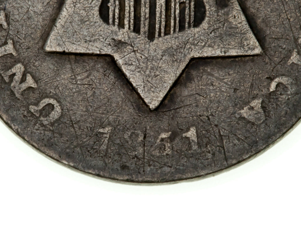 1851-O 3CS Three Cent Silver in About Good AG Condition, Natural Color