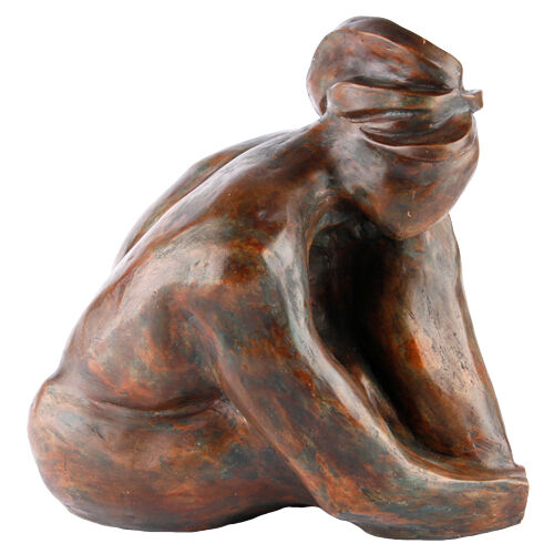 Seated Woman by Donna Malpiede 1998 Bronze-Colored Sculpture 11 1/2" x 7 1/2"