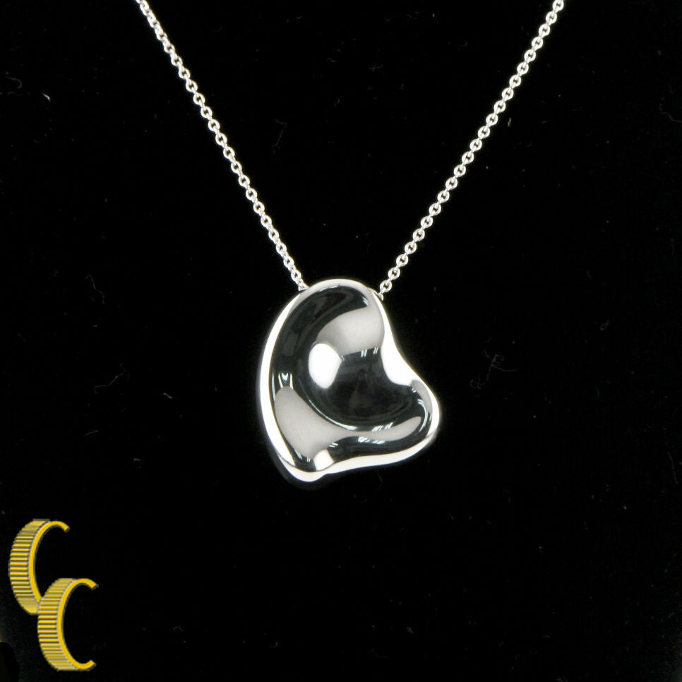 Tiffany & Co. Elsa Peretti Full Heart Pendant & Stud Earrings w/ Box & Pouch