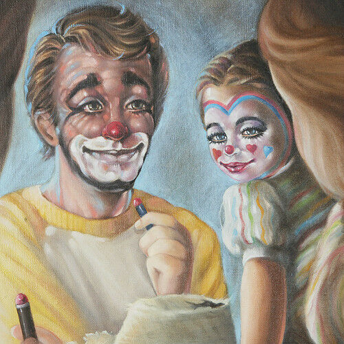 Untitled (Father & Daughter w/ Makeup) By Anthony Sidoni Oil on Canvas 24"x24"