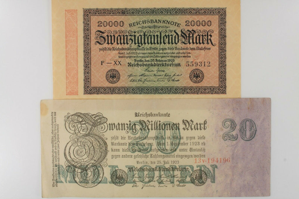 1910-1923 Germany 4-Note Set // Empire & Republic // 1000 to 20 Million Marks
