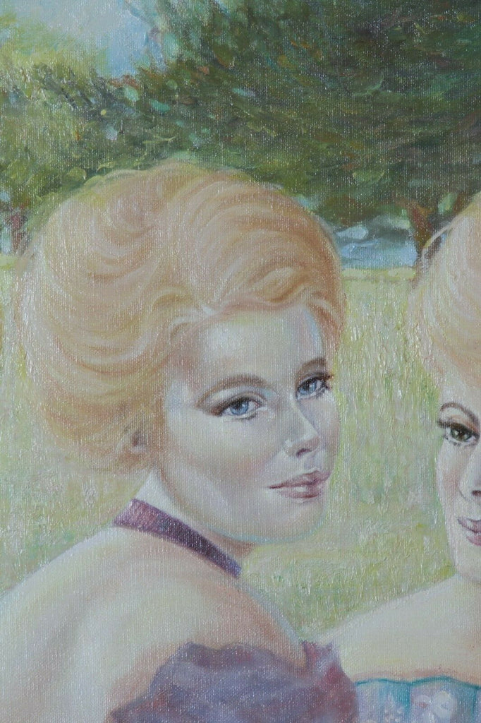 Untitled (3 Blonde Women) By Anthony Sidoni 1986 Signed Oil on Canvas 18"x24"