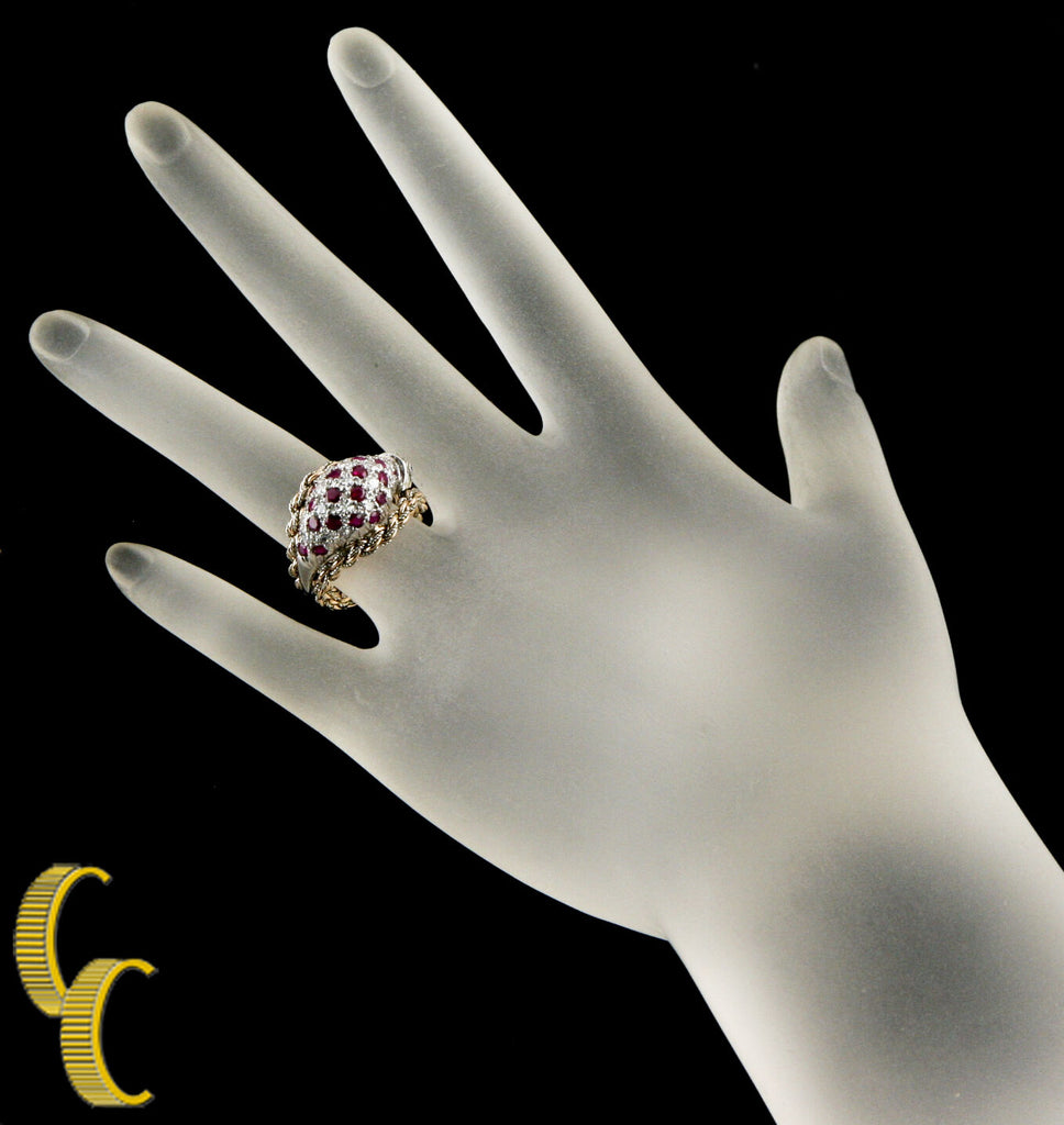 Mellerio Dits Meller Diamond Ruby 18k White & Yellow Gold Bespoke Ring