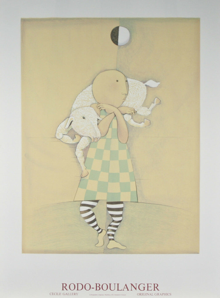 "Girl With Lamb" by Graciela Rodo Boulanger Lithograph 39"x 27 1/2"